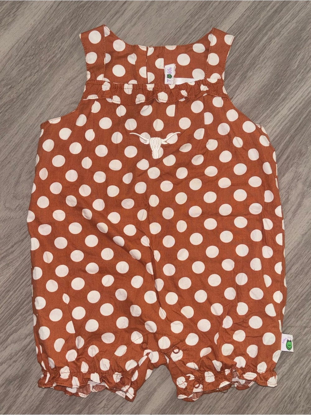 University of Texas polka dot romper, size 18 months